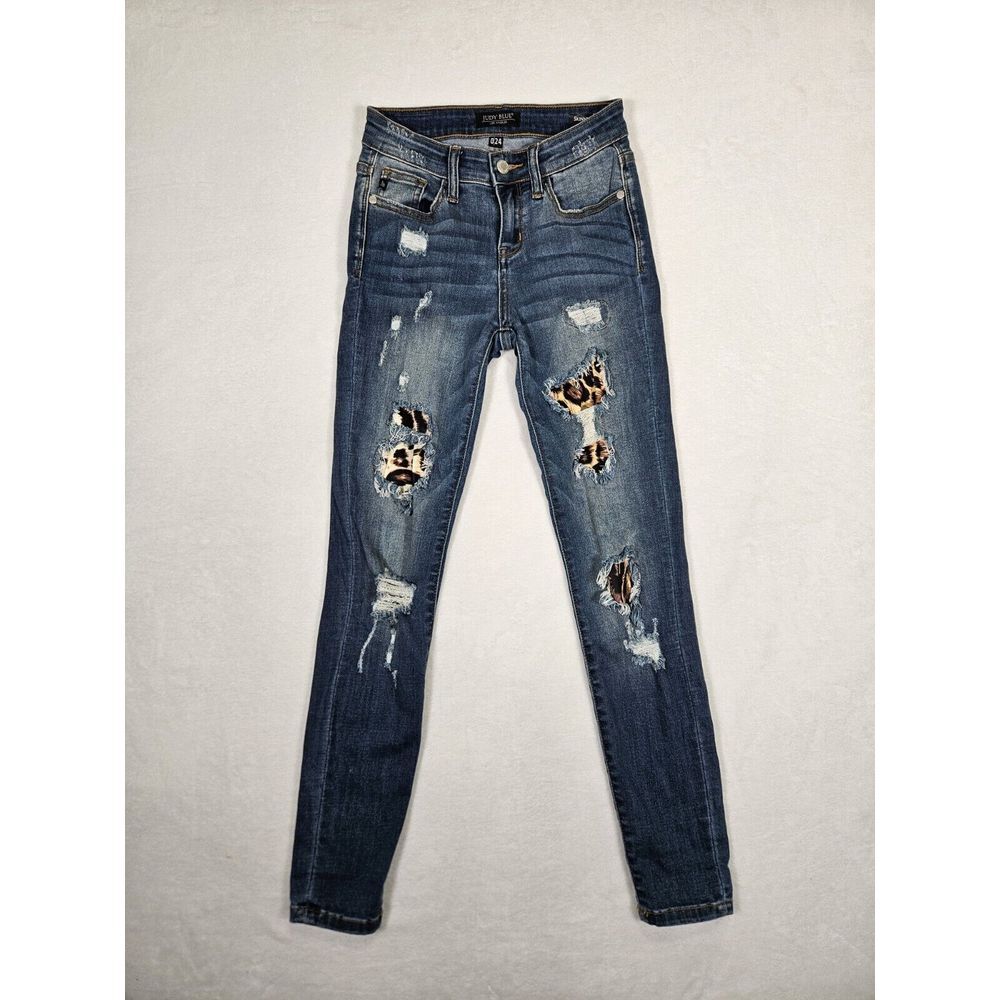 Judy Blue Distressed Skinny Jeans - Blue